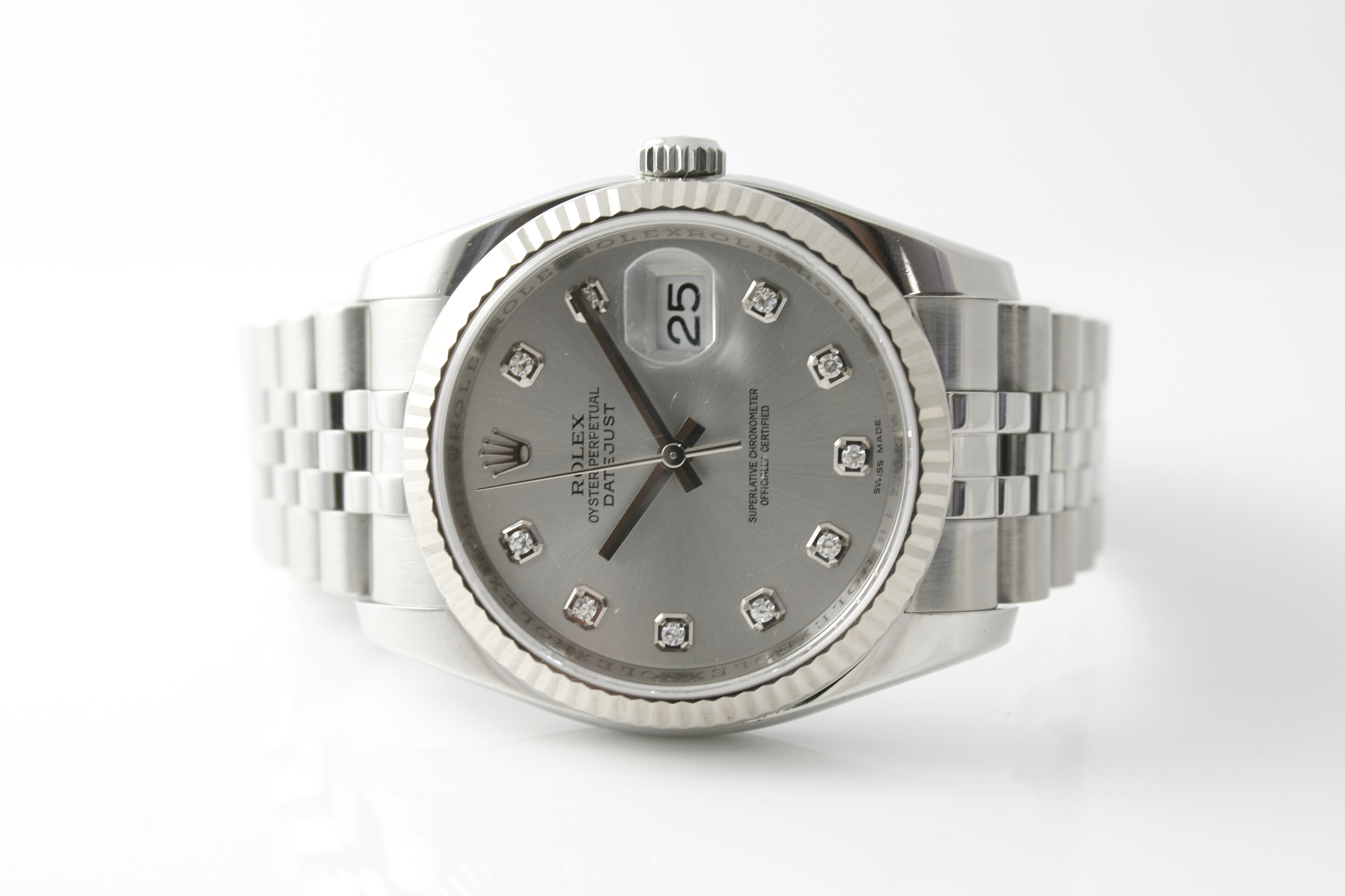 Rolex Datejust with Rhodium Diamond Dial - $5,500