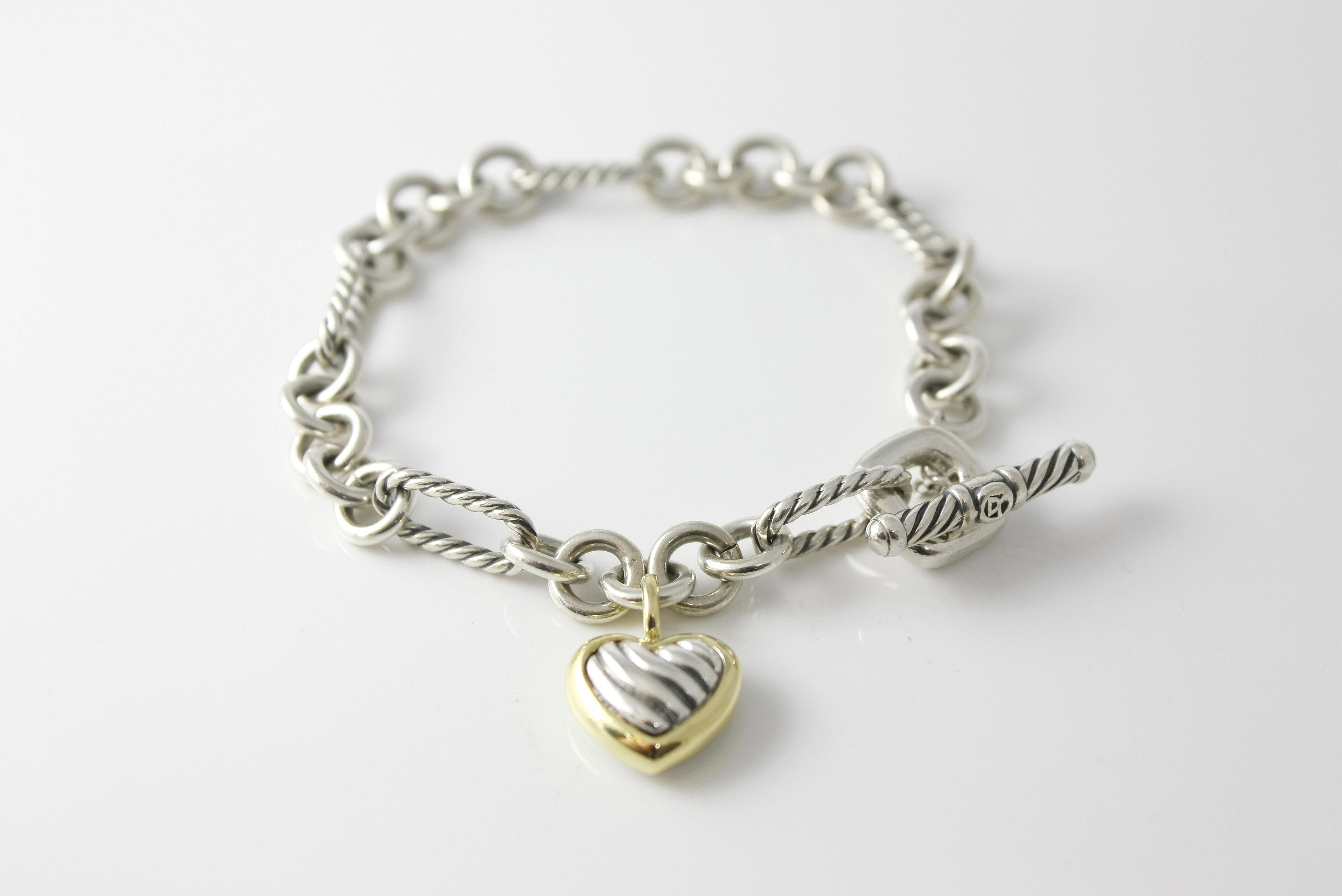 David Yurman Cable Heart Figaro Bracelet - $300